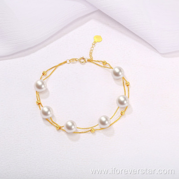 Double Layered Pearl Bracelet 18k gold